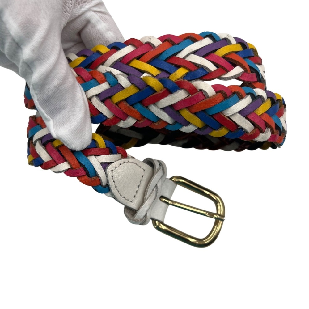 Capezio Vintage Multicolor Braided Genuine Leather Belt Colorful Women's sz M/L‎